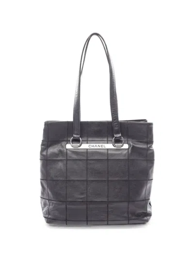 Pre-owned Chanel 2004-2005 Chocolate Bar Caviar Leather Tote Bag In Black
