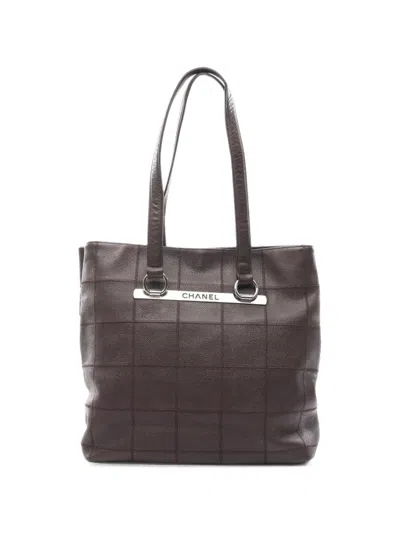 Pre-owned Chanel 2004-2005 Chocolate Bar Tote Bag In Brown