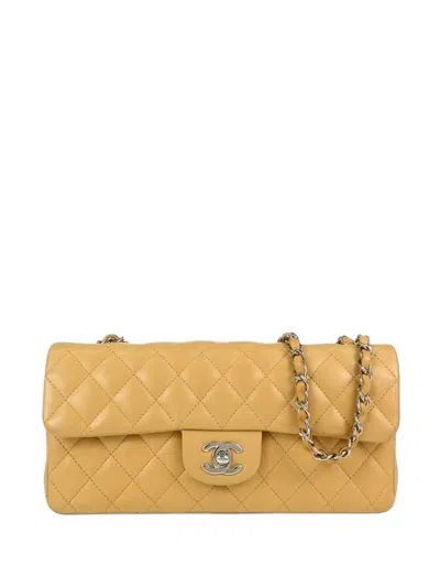 Chanel 2004-2005 East West Quilted Shoulder Bag In Gold