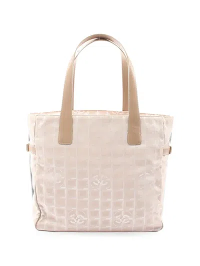 Pre-owned Chanel 2004-2005 Gm New Travel Line Cc Logo Tote Bag In Neutral
