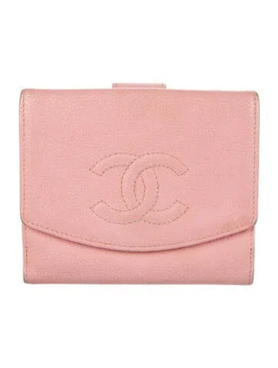 Pre-owned Chanel 2004-2005 Interlocking Cc Logo French Purse In Pink