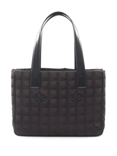 Pre-owned Chanel 2004-2005 New Travel Line Nylon Tote Bag In Brown
