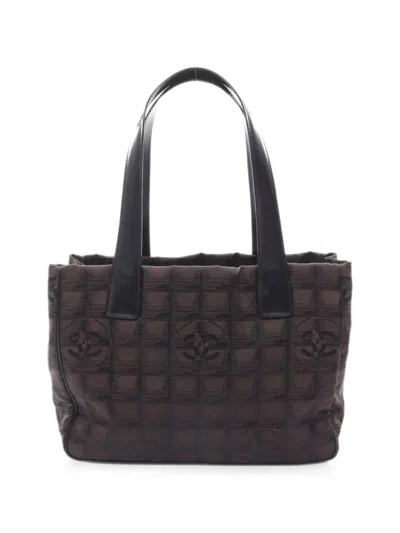 Pre-owned Chanel 2004-2005 Pm New Travel Line Tote Bag In Brown