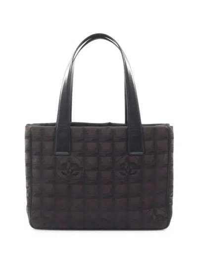 Pre-owned Chanel 2004-2005 Pm New Travel Line Tote Bag In Brown