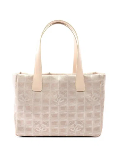 Pre-owned Chanel 2004-2005 Pm New Travel Line Tote Bag In Neutral