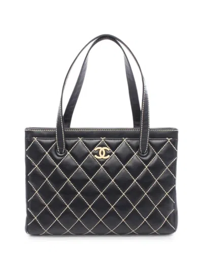Pre-owned Chanel 2004-2005 Wild Stitch Tote Bag In Black