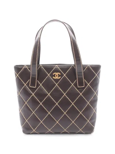 Pre-owned Chanel 2004-2005 Wild Stitch Tote Bag In Brown