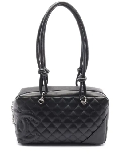Pre-owned Chanel 2005-2006 Cambon Line Bowling Bag In Black