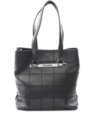 Pre-owned Chanel 2005-2006 Caviar Chocolate Bar Tote Bag In Black