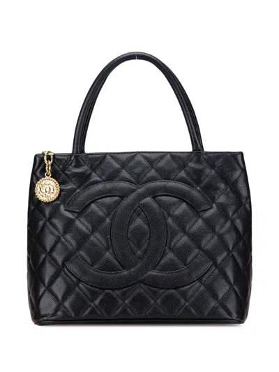 Pre-owned Chanel 2005-2006 Caviar Medallion Tote Bag In Black
