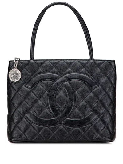 Pre-owned Chanel 2005-2006 Caviar Medallion Tote Bag In Black