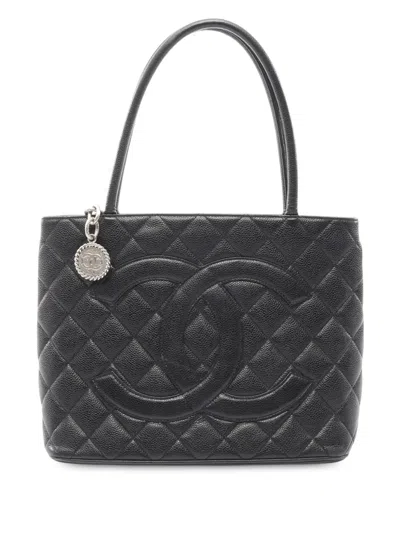 Pre-owned Chanel 2005-2006 Caviar Medallion Tote Bag In Black