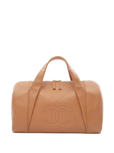 Pre-owned Chanel 2005-2006 Cc Chevron-quilted Handbag In Brown