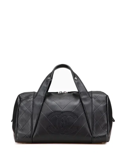 Pre-owned Chanel 2005-2006 Cc Chevron Quilted Lambskin Boston Bag