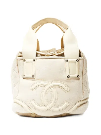 Pre-owned Chanel 2005-2006 Cc Coco Mark Mouton Tote Bag In Neutral