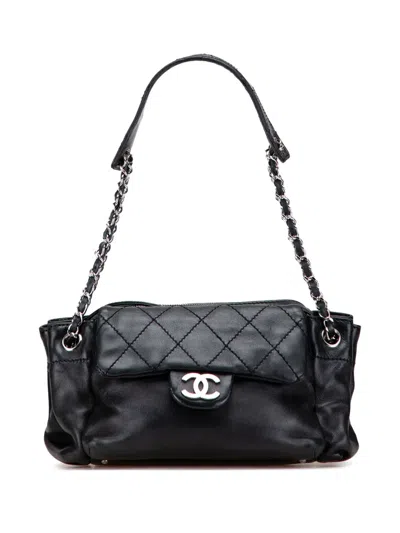 Pre-owned Chanel 2005-2006 Cc Quilted Lambskin Accordion Shoulder Bag In Black