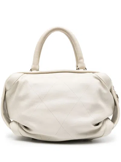 Pre-owned Chanel 2005-2006 Double Flap Mademoiselle Shoulder Bag In White