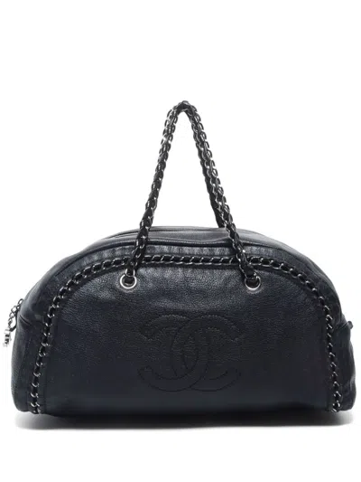 Pre-owned Chanel 2005-2006 Chain Boston Bag In Black