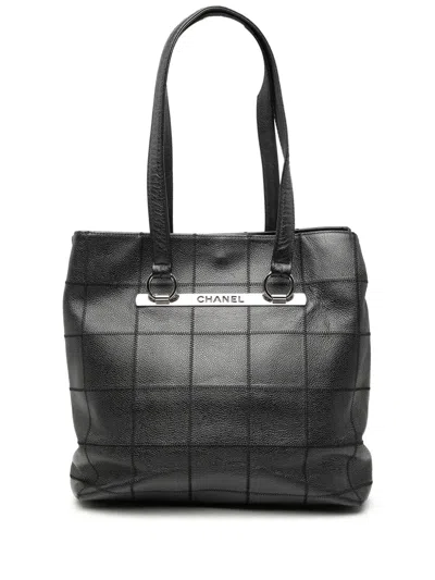 Pre-owned Chanel 2005-2006 Choco Bar Caviar Tote Bag In Black