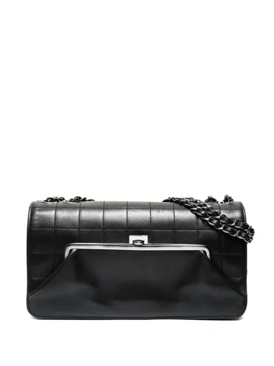 Pre-owned Chanel 2005-2006 Chocolate Bar Quilted-chain Shoulder Bag In Black