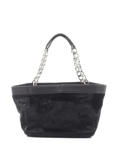 Pre-owned Chanel 2005-2006 Coco Mark Shoulder Bag In Black