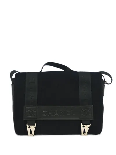 Pre-owned Chanel 2005-2006 Felt Sport Line 2way Shoulder Handbag In Black