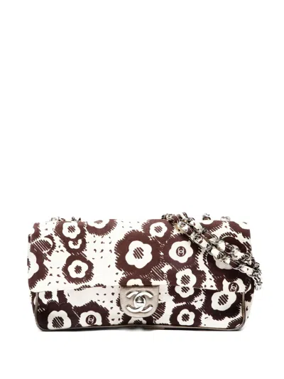 Pre-owned Chanel 2005-2006 Flap Camellia Shoulder Bag In Neutral