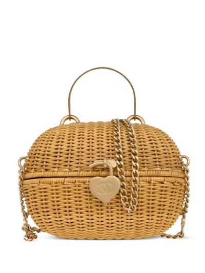 Pre-owned Chanel 2005-2006 Heart-lock Tote Bag In Neutral