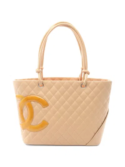 Pre-owned Chanel 2005-2006 Large Cambon Line Quilted Tote Bag In Neutral