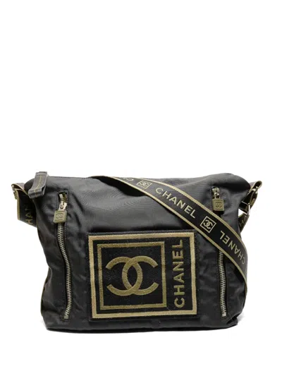 Pre-owned Chanel 2005-2006 Logo-patch Messenger Bag In Black
