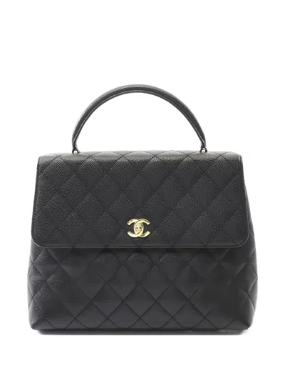 Pre-owned Chanel 2005-2006 Matelassé Quilted Leather Tote Bag In Black
