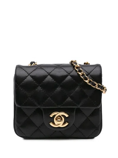 Pre-owned Chanel 2005-2006 Micro Quilted Lambskin Single Flap Crossbody Bag In Black