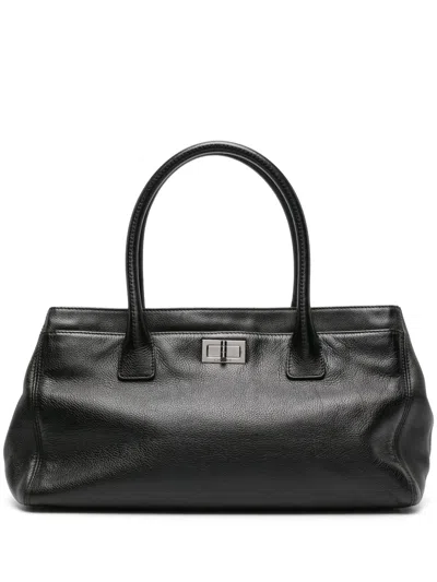 Pre-owned Chanel 2005-2006 Reissue Cerf Executive Handbag In Black