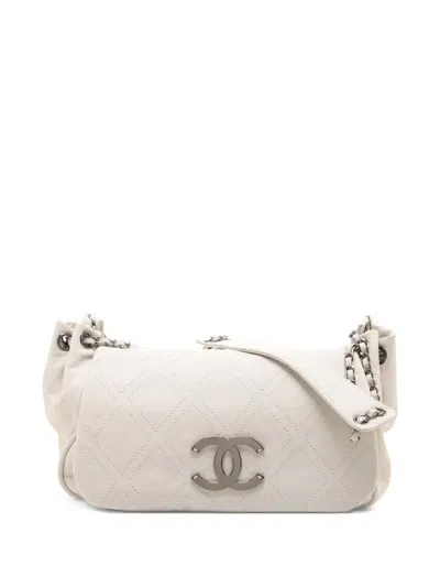 Pre-owned Chanel 2005-2006 Wild Stitch Quilted Shoulder Bag In Neutral