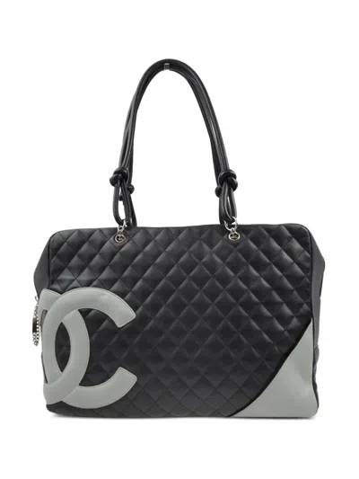 Pre-owned Chanel 2005 Cambon Ligne Handbag In Black