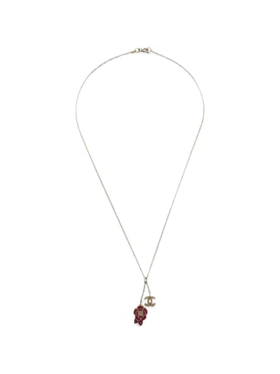 Pre-owned Chanel 2005 Camellia Cc Logo-detail Necklace In Gold