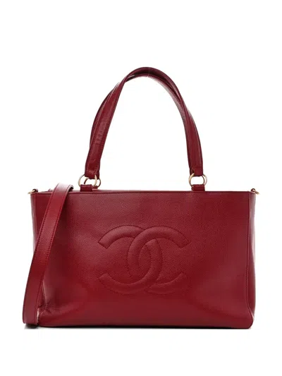 Pre-owned Chanel 2005 Caviar Cerf Executive Tote Bag In Red