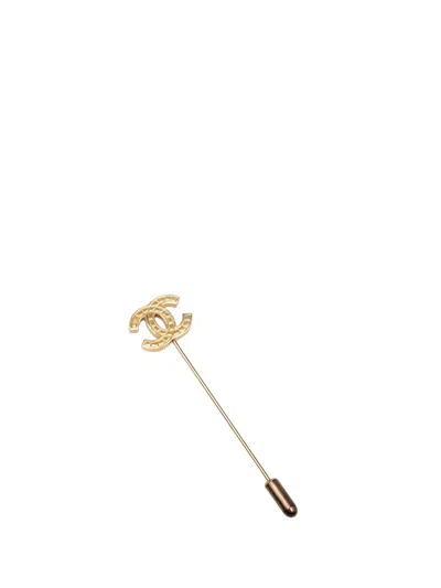 Pre-owned Chanel 2005 Cc Gold Plated Pin Brooch Costume Brooch