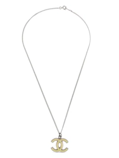 Pre-owned Chanel 2005 Cc Logo Chain Necklace In Silver