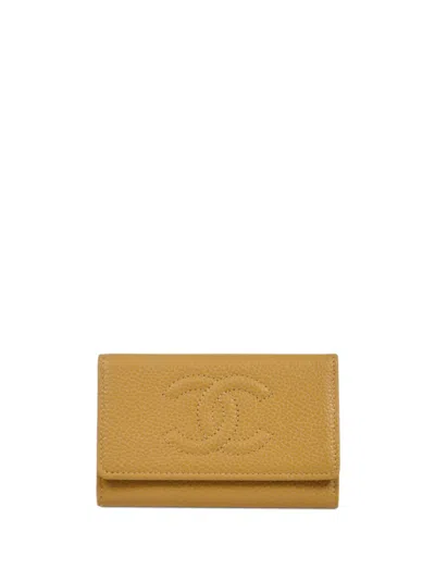 Pre-owned Chanel 2005 Cc Stitch Key Case In Neutrals