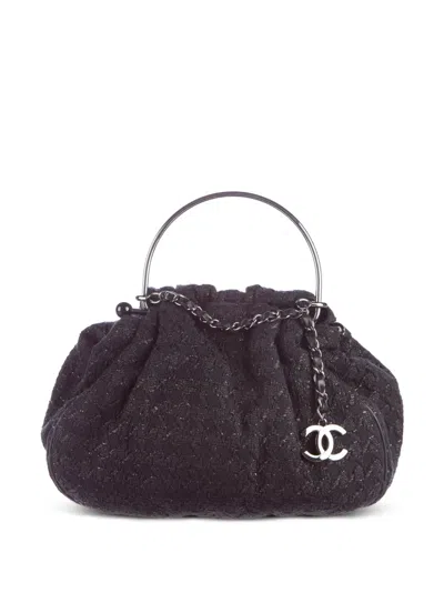Pre-owned Chanel 2005 Cc Tweed Tote Bag In Black