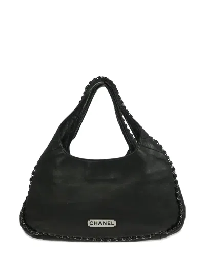 Pre-owned Chanel 2005 Chain-detail Hobo Tote Bag In Black