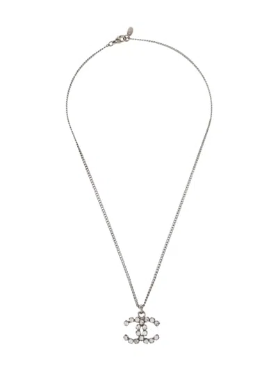 Pre-owned Chanel 2005 Crystal-embellished Cc-pendant Necklace