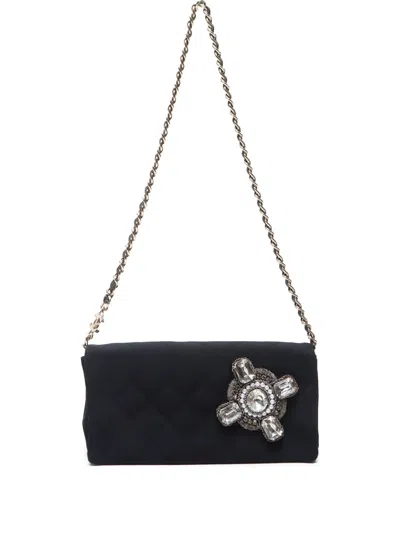 Pre-owned Chanel 2005 Embellished Diamond-quilted Shoulder Bag In 黑色