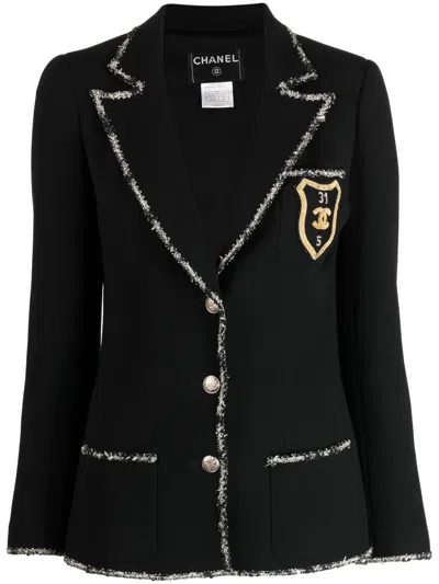 Pre-owned Chanel 2005 Emblem-appliqué Single-breasted Jacket In Black