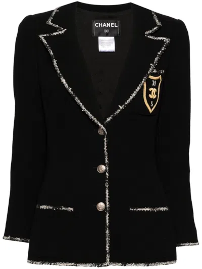 Pre-owned Chanel 2005 Emblem Single-breasted Blazer In Black