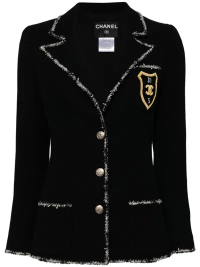 Pre-owned Chanel 2005 Emblem Single-breasted Blazer In Black
