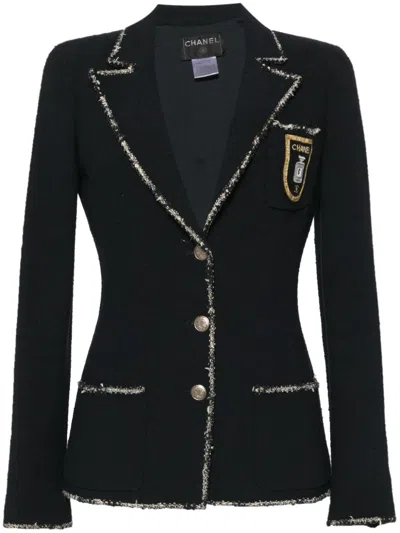 Pre-owned Chanel 2005 Emblem Single-breasted Jacket In Blue