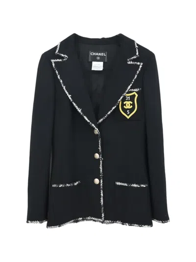 Pre-owned Chanel 2005 Emblem Single-breasted Jacket In Black