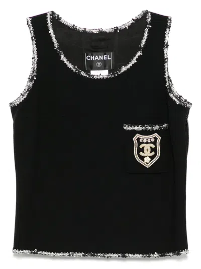Pre-owned Chanel 2005 Ensemble Sleeveless Top In Black